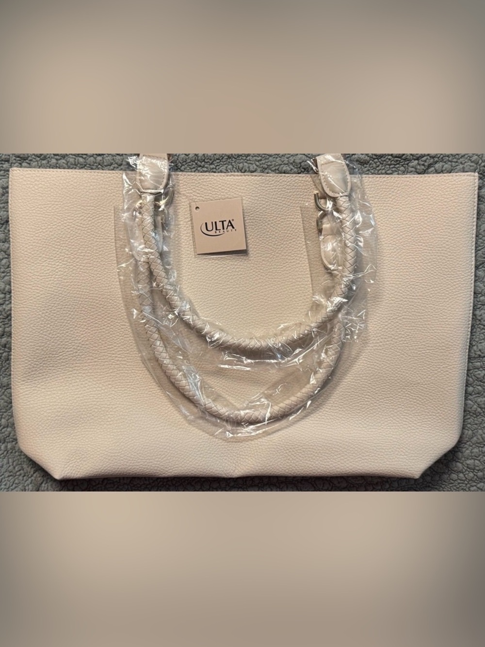 Ulta Tote Bag w Braided Handles in Ivory Cream Mothers Day Special Edition NWT